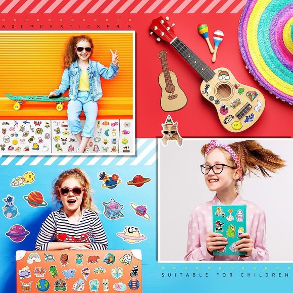 Stickers for Kids 600Pcs Mixed Colorful Cool Stickers for Teens Kids Boys Girls - Picture 8 of 8
